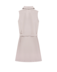 Luxury Western Golf apparel Light gray sleeveless dress with a belt on a white background
