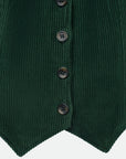 Luxury Western Golf apparel Green ribbed sweater vest with buttons on a white background
