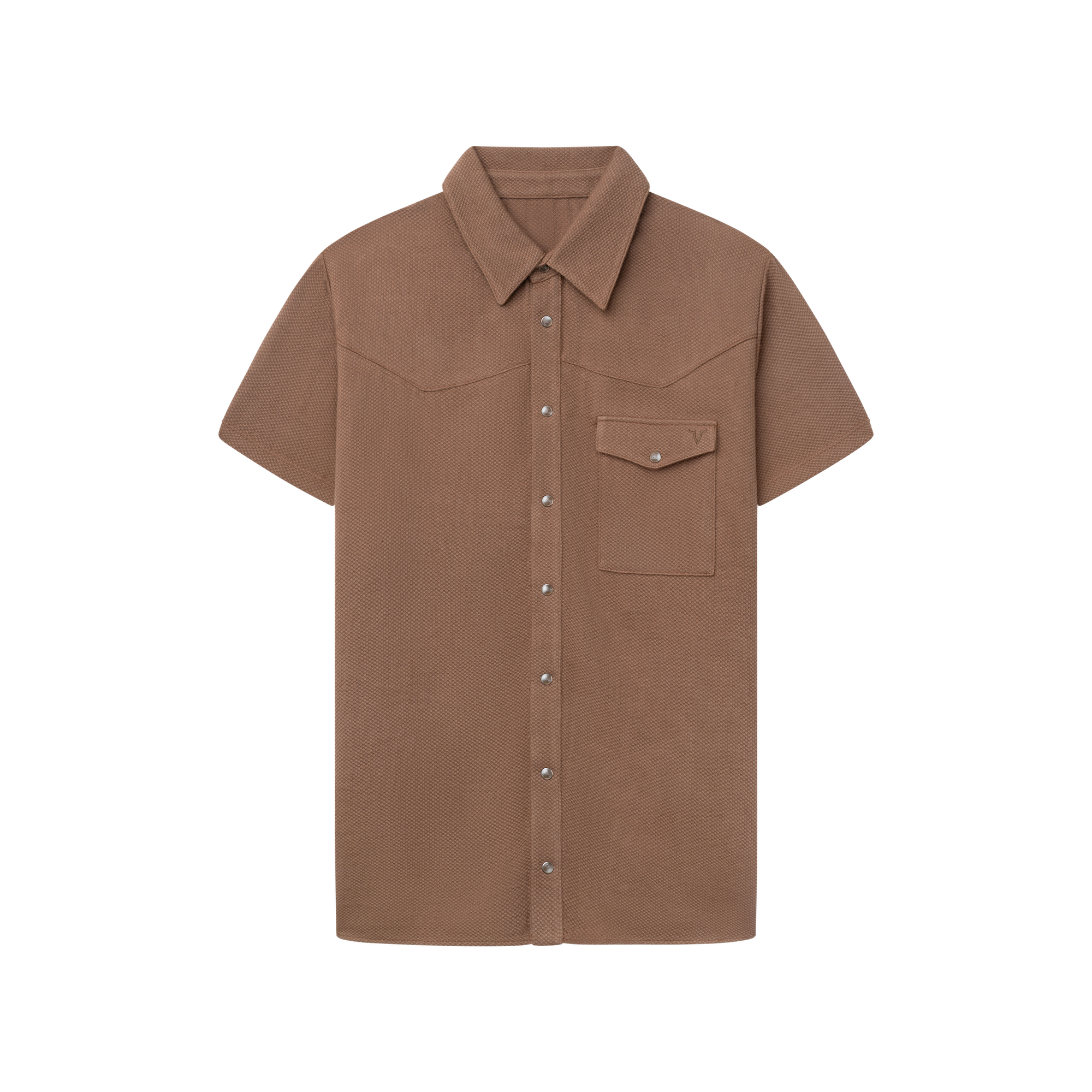Luxury Western Golf apparel Brown short-sleeve shirt with a collar on a white background