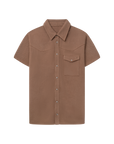 Luxury Western Golf apparel Brown short-sleeve shirt with a collar on a white background