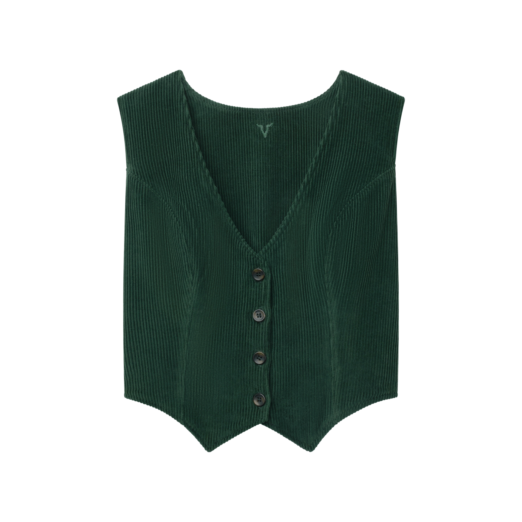 Luxury Western Golf apparel Green ribbed knit vest with button details on a white background