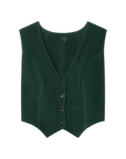 Luxury Western Golf apparel Green ribbed knit vest with button details on a white background