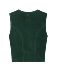 Luxury Western Golf apparel Green ribbed knit vest on a white background