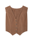 Luxury Western Golf apparel Brown ribbed vest with button details on a white background