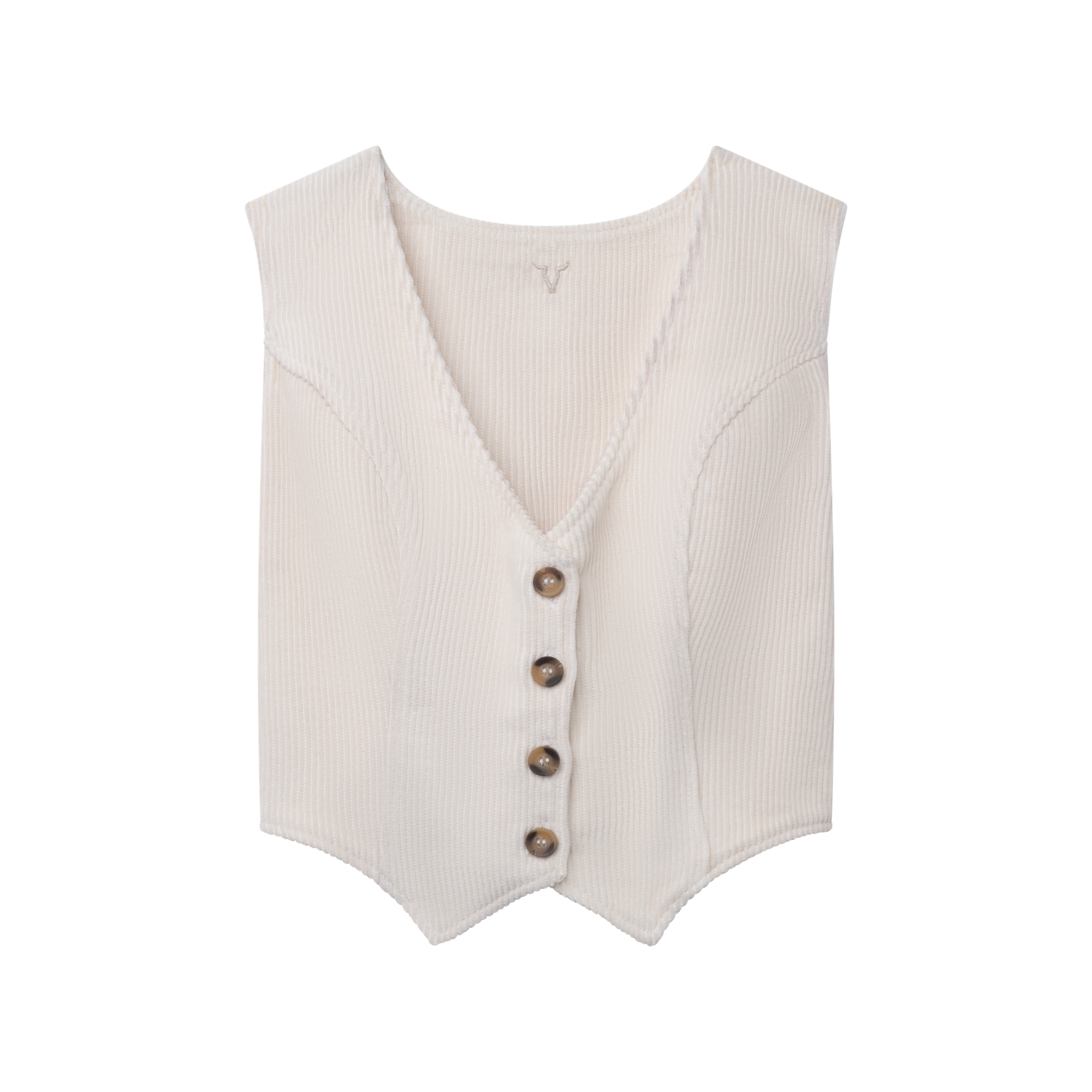 Luxury Western Golf apparel White ribbed vest with button details on a white background