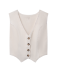 Luxury Western Golf apparel White ribbed vest with button details on a white background