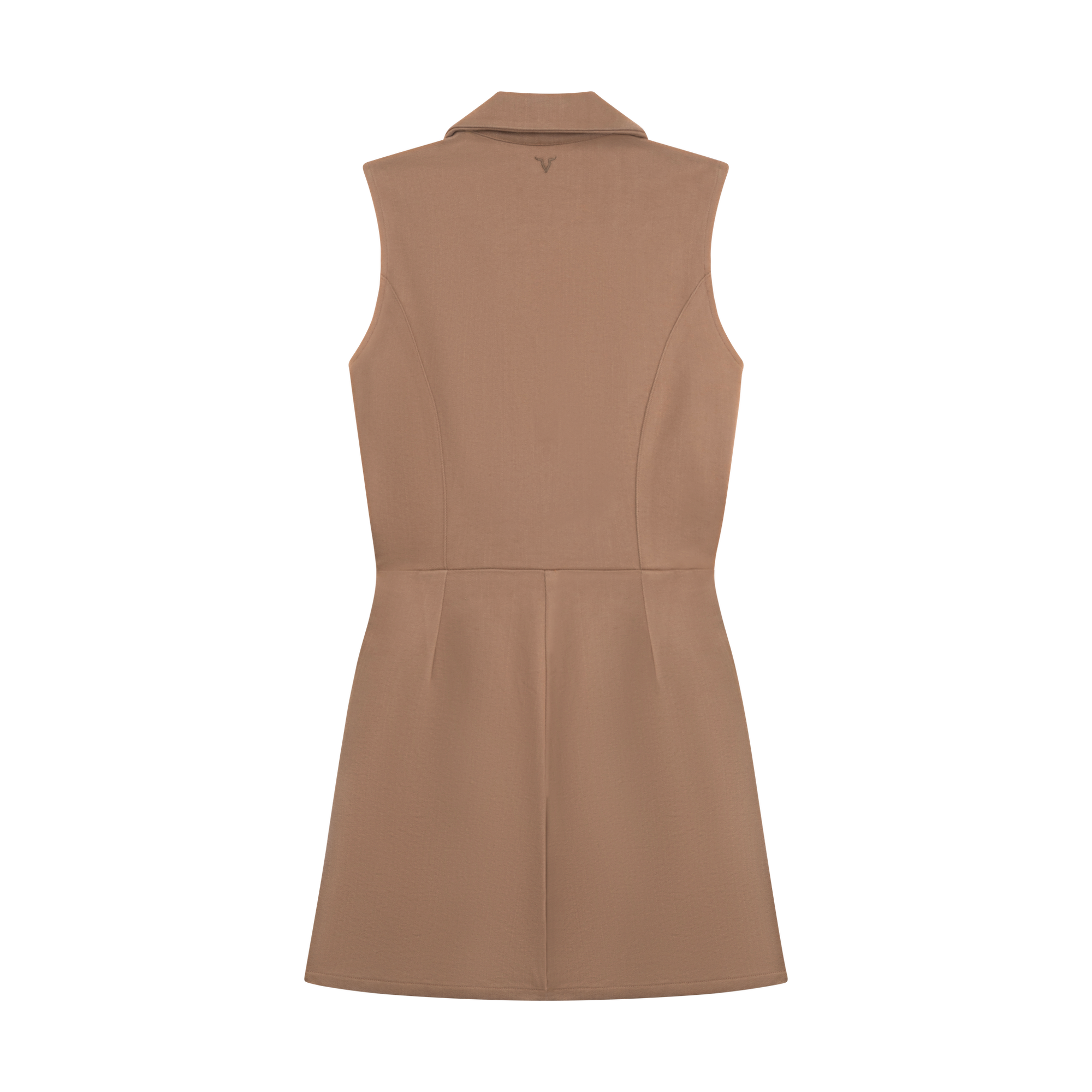 Brown sleeveless dress on a white background