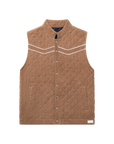 Luxury Western Golf apparel Brown quilted vest with white stitching on a white background
