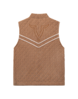 Luxury Western Golf apparel Brown quilted vest with bull head design on a white background
